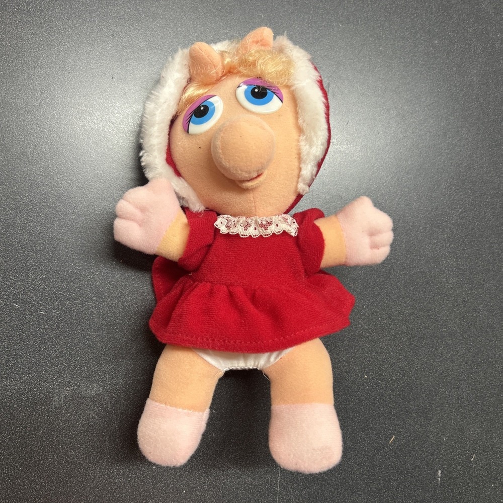Miss Piggy 1987 Baby Christmas Plush Doll Mrs. Claus Muppets Jim Hensen Simon